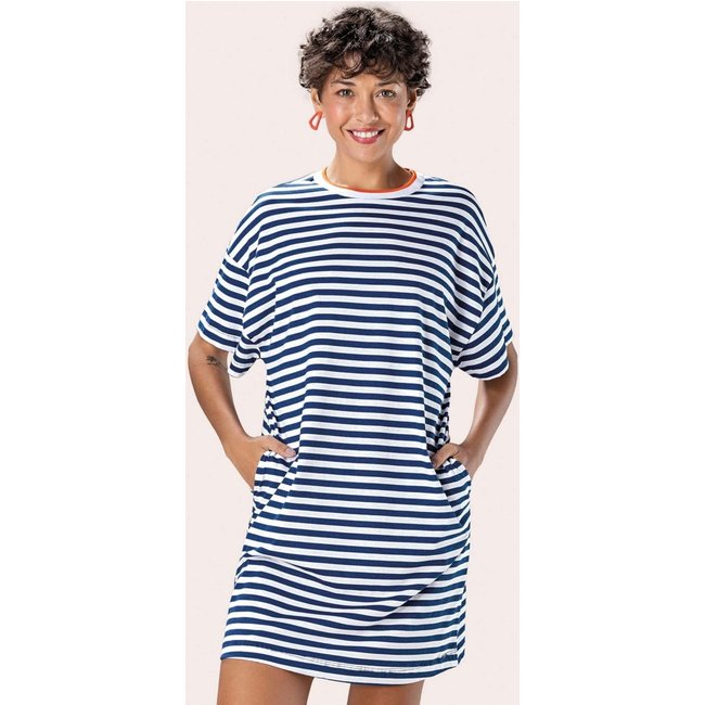 Vestido Feminino Curto com Bolsos Laterais Marialícia Azul