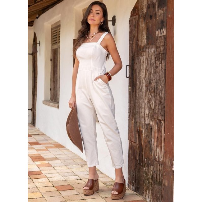 Macacão Em Jeans Off White Quintess