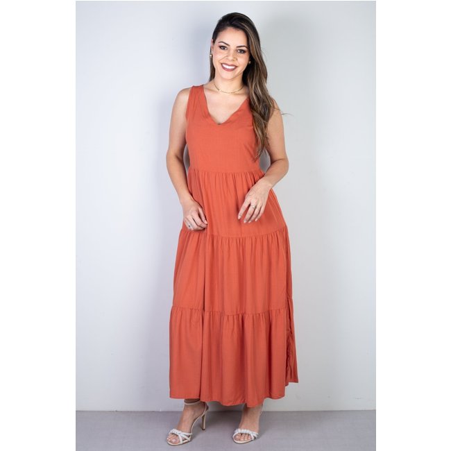 Vestido Enluaze Midi Regata Babados 51290 - Terracota