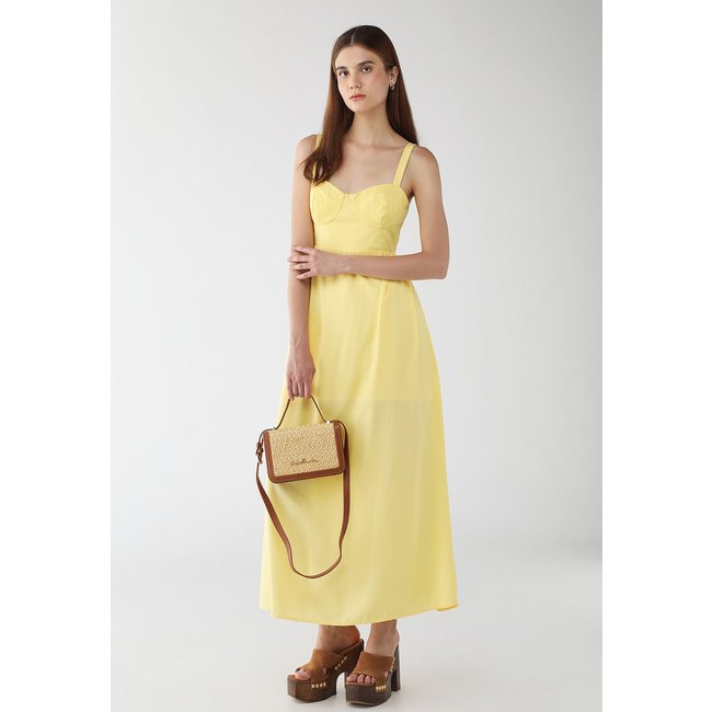 Vestido Feminino Colcci Longo Alças Largas Amarelo