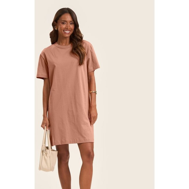 Vestido Básico T-Shirt Feminino Rovitex Marrom