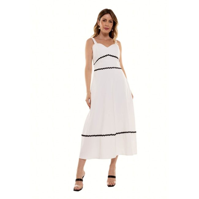 Vestido Bisô Midi Liso Sianinha Off White - Off White