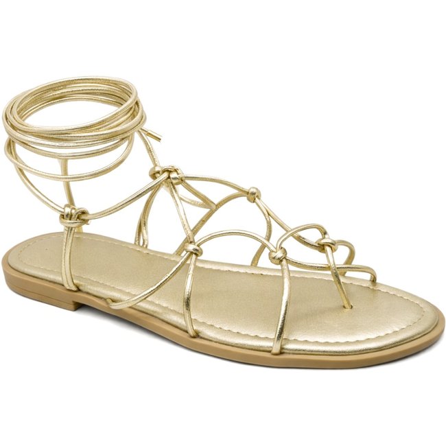 Rasteira Feminina de Amarrar Floter Ouro 312 Flor da Pele