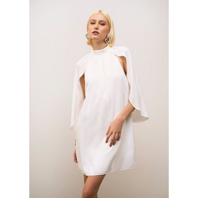 Vestido Iódice Solto Gola Alta Sem Manga Curto Off-white