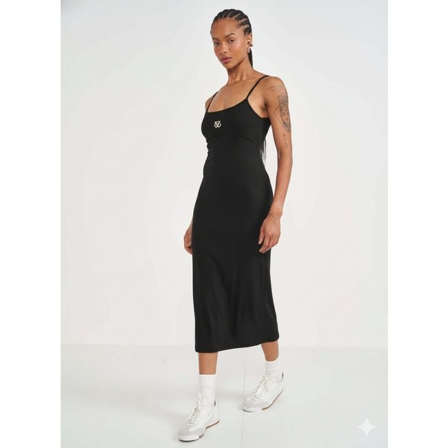 Vestido Colcci Sport Midi Slim Canelado Preto