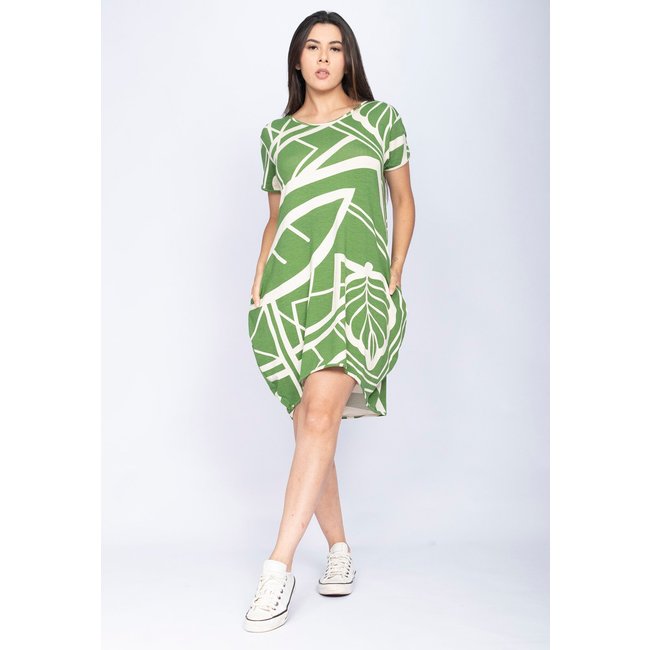 Vestido CabanaFree Curto Malha Amplo Always Estampa Lagoa Botânica Verde