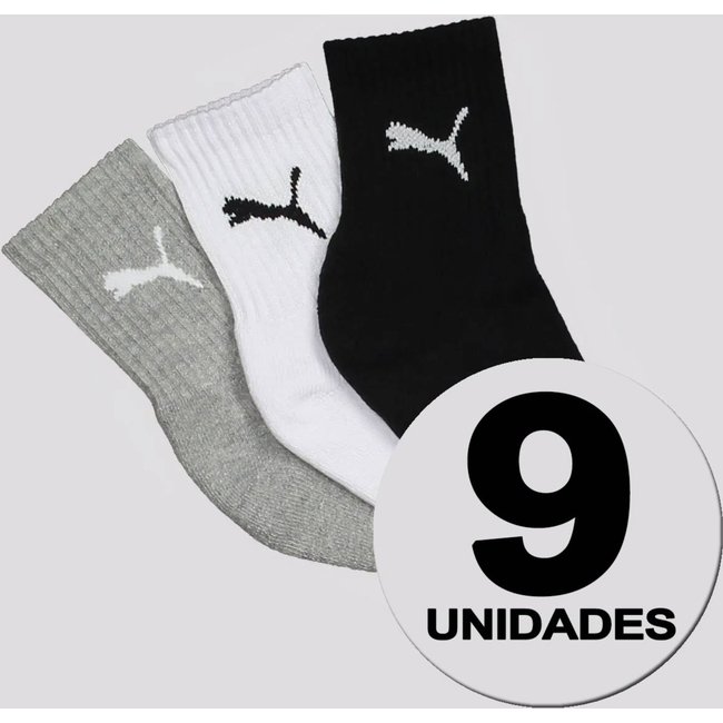 Kit Meia Puma Cano Médio 9 Pares Feminina