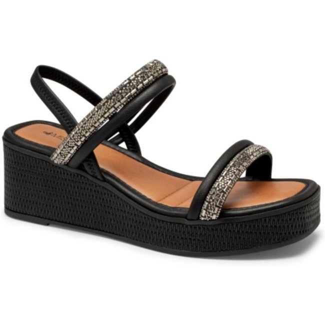 Sandália Feminina Anabela Pewter Preto Mississipi ME671-0006