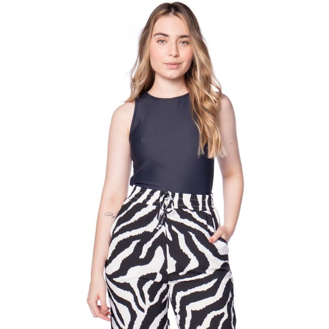 Regata Feminina Endless Poly Gorgurinho Friso Preto