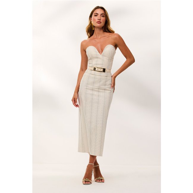 Saia Super Midi Listrada Com Fenda Natural Charry