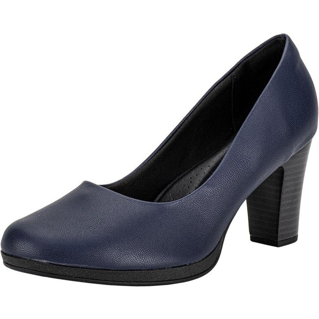 Sapato Feminino Salto Grosso Piccadilly 130196 0081960 Azul Marinho