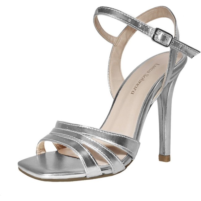 Sandália Salto Alto Fino 12 cm Luiza Sobreira Prata Mod. 2241
