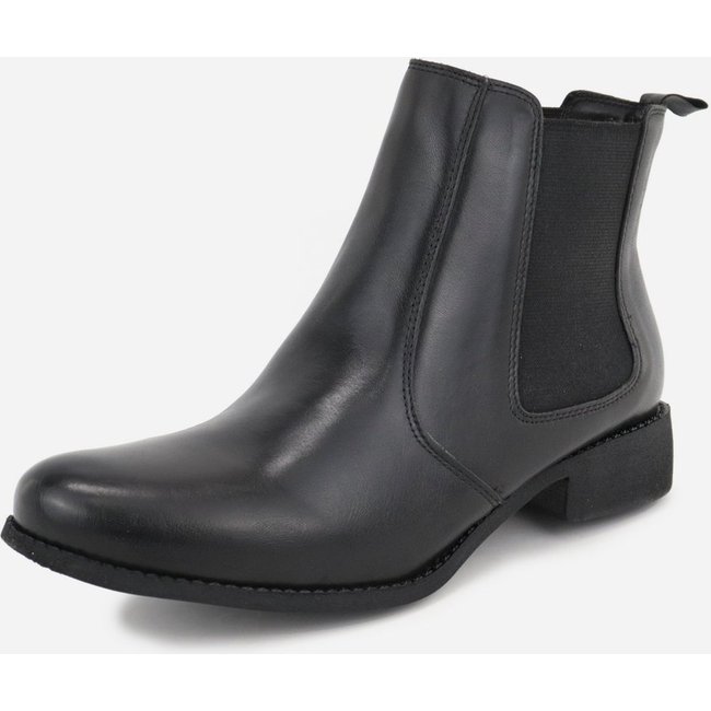 Bota Maria Paua Store Chelsea Feminina Couro Cano Curto Salto Baixo Basic Preto