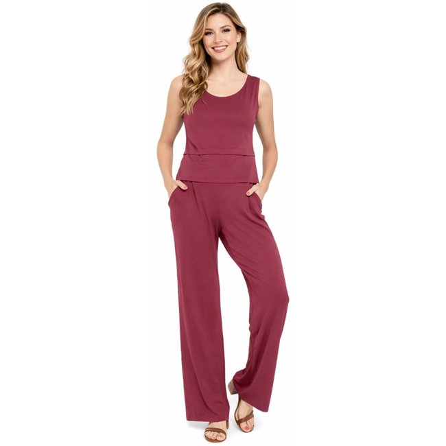 Conjunto Viscolycra Maria Paes Calça e Regata Vinho