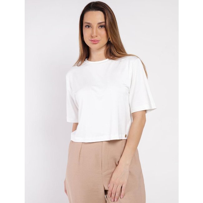 Blusa Manga Curta Cropped Autentique Feminina BRANCO