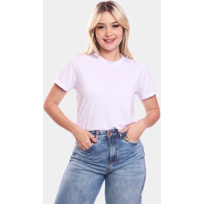 Tshirt Blusa Feminina Lisa Estampada Manga Curta Camiseta Camisa Branco