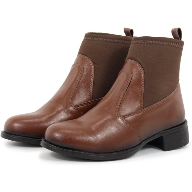Bota Cano Curto Feminina Casual com Elastico Urbana Confortável Capuccino