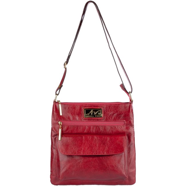 Bolsa transversal de couro liso Karen - Vermelho