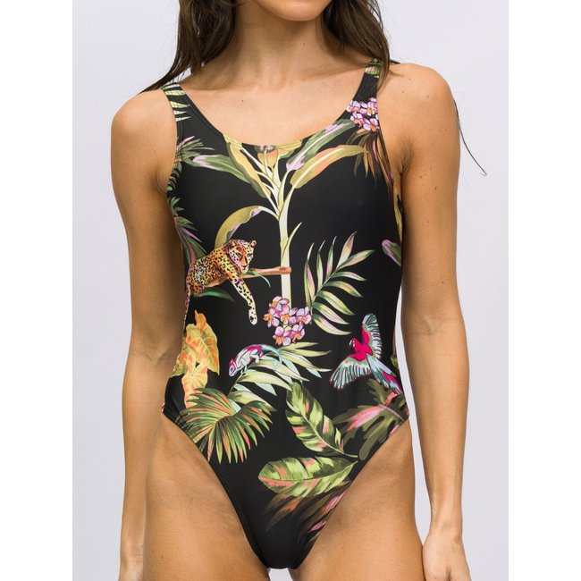 Maiô Body Regata Decote Costas Abertas Estampa Ecoar Cavado