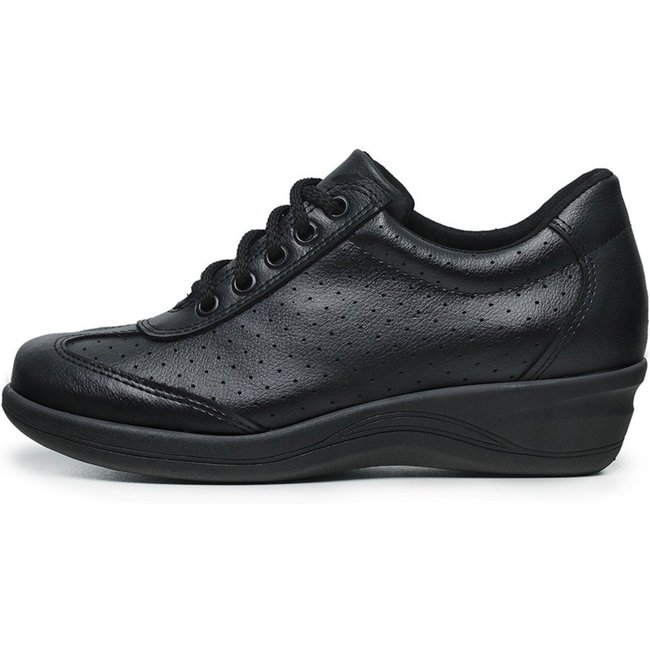 Tenis Conforto Ortopédico com Cadarço Feminino Preto