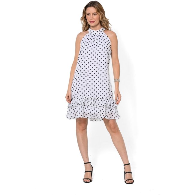 Vestido Bisô Curto Babado Poá Branco - Branco