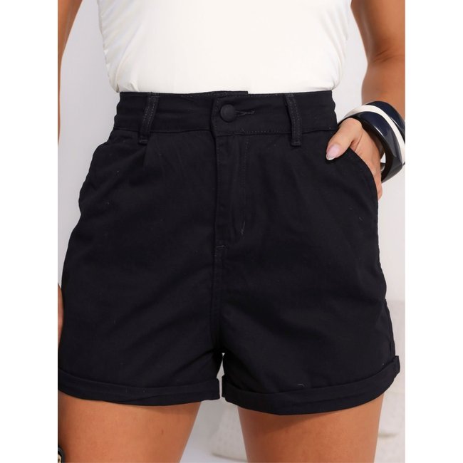 Shorts Sarja Alfaiataria Preto Feminino