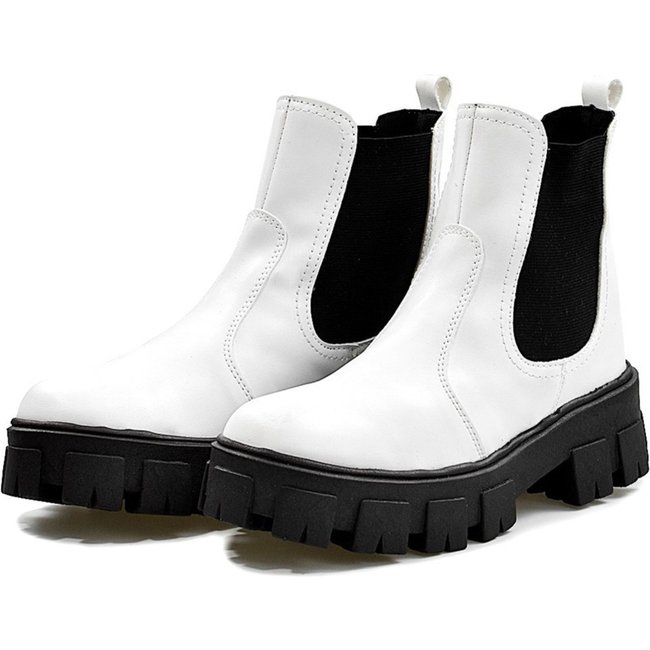 Bota Coturno Feminino Cano Curto Tratorada DUBUY 1504FG Branco