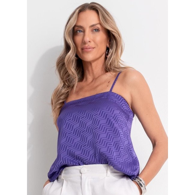 Blusa Em Crepe Plano Chevron Roxo Quintess