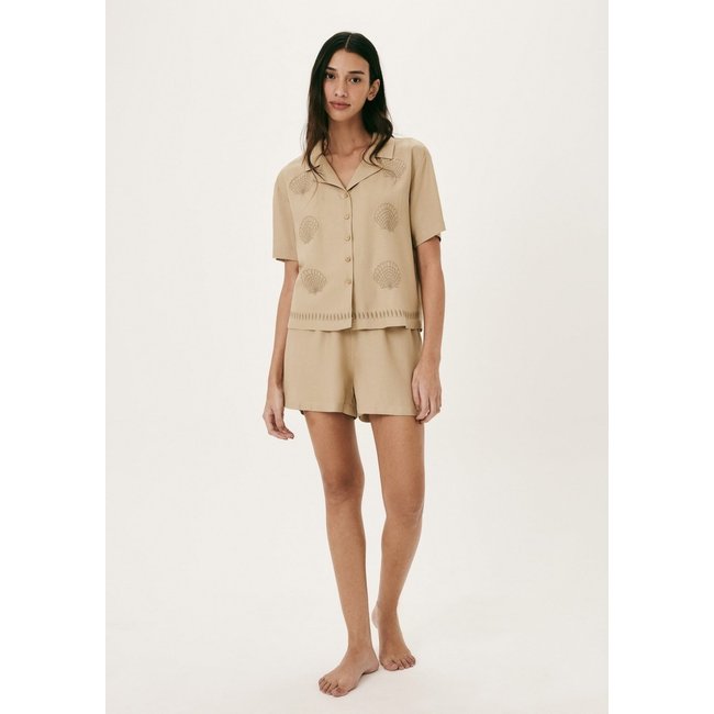 Pijama Curto Feminino Com Camisa Estampada Hering