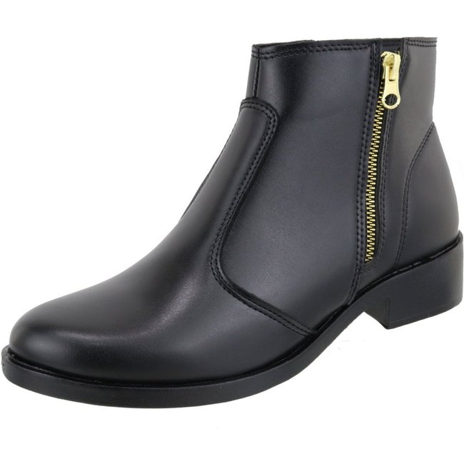 Bota Cano Baixo Basica Confortavel Macia Agnes Veronez Preta