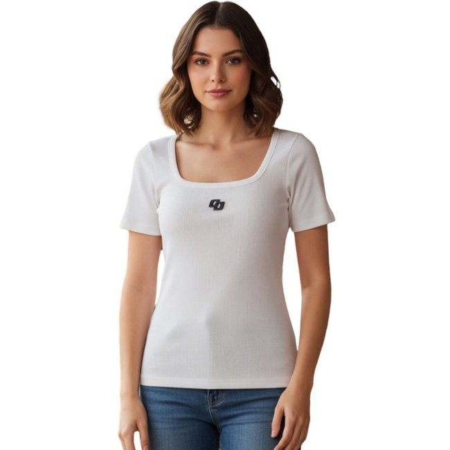 Blusa Canelada Justa Com Detalhe Em Logo Colcci Off Shell