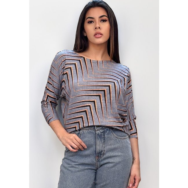 Blusa Morcego Cabanafree Ampla Manga 3/4 Estampa Murici