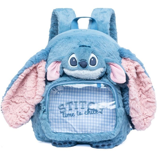 Infantil - Mochila Stitch Orelhas Pelúcia Macia Espaçosa Disney 8L