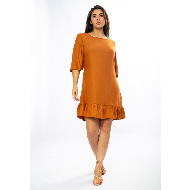 Vestido Amazonia Vital Curto Viscose Mostarda