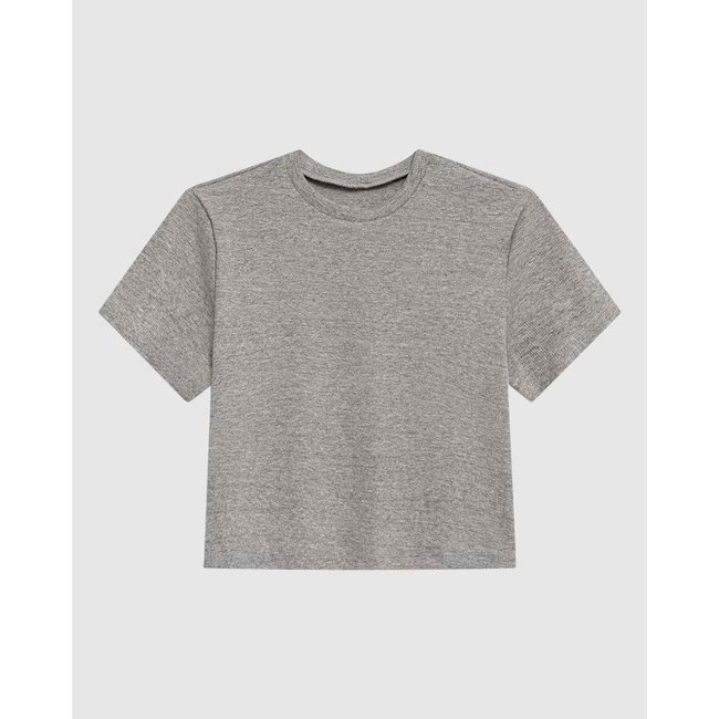 Blusa Cropped Feminina Decote Redondo Manga Curta Em Malha Canelada