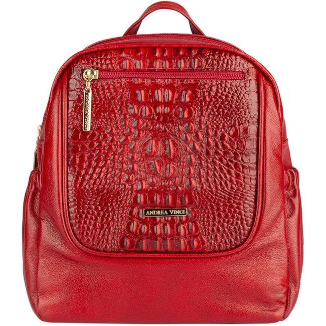 Mochila pequena de couro croco Estela - Vermelho
