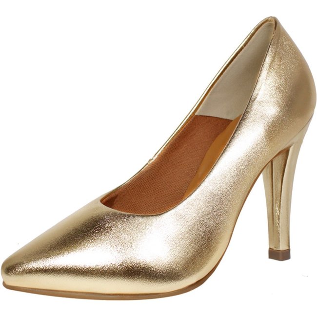 Scarpin Salto Alto Fino 12 cm Luiza Sobreira Dourado Mod. 2265