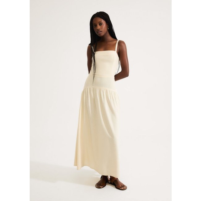 Vestido Midi Franzido Em Linho Hering
