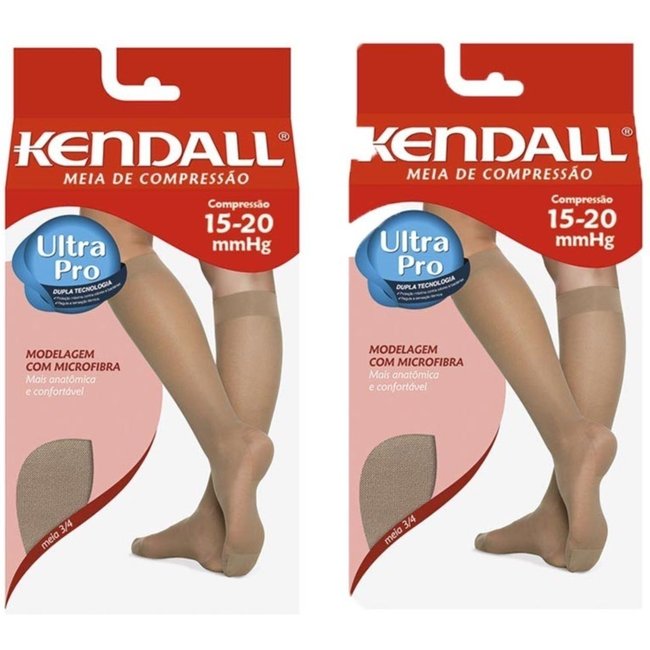 Kit com 2 Meias Kendall 3/4 sem ponteira média compressão - 1671 Pretas