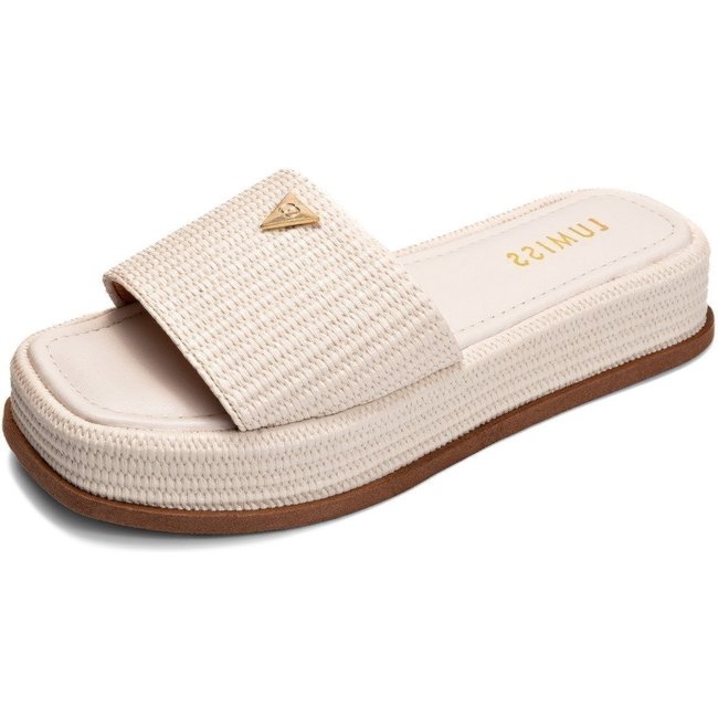 Tamanco Feminino Lumiss Sandália Flatform Confortável Juta Off White