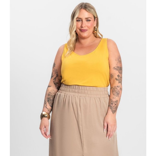 Regata Feminina Plus Size Secret Glam Amarelo