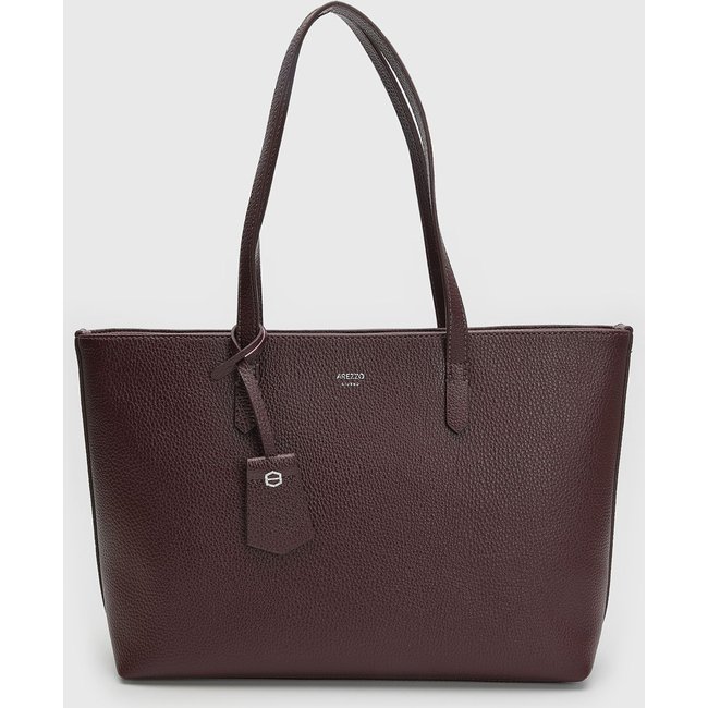 Bolsa Grande Feminina Arezzo Textura Granulada Dark Bordô