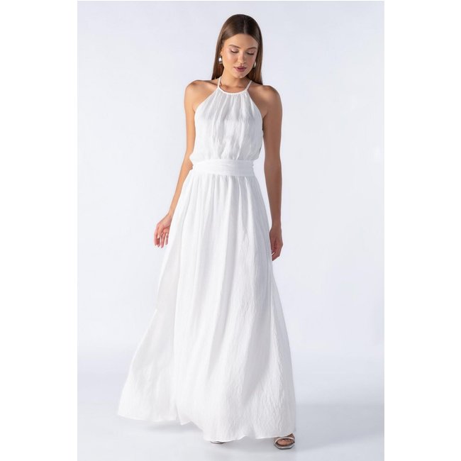 Vestido longo com faixa Branco