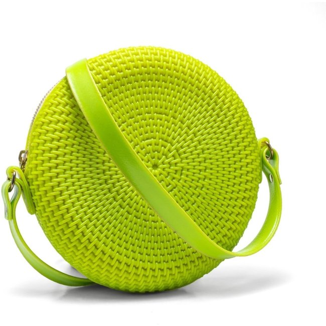 Bolsa Transversal Tiracolo Feminina Redonda Casual Pvc Verde Claro