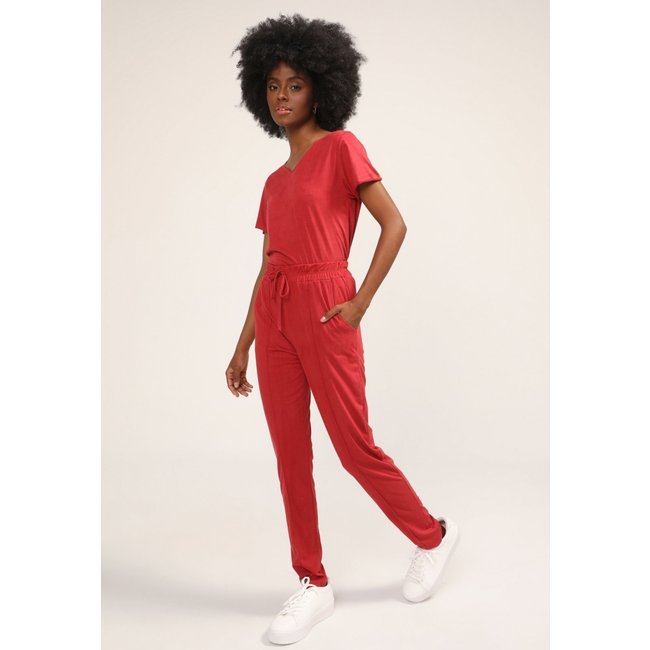 Conjunto Feminino D Bell Outlet Fashion Suede Manga Curta Vermelho