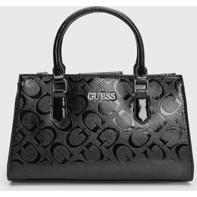 Bolsa Grande Feminina Guess Monograma Alto-Relevo Preta