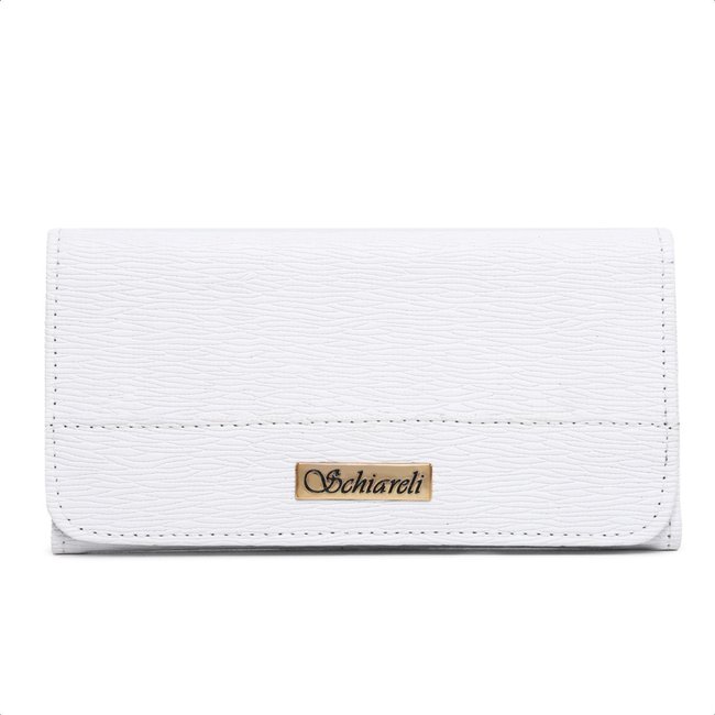 Carteira Feminina Branco Porta Moedas Cartões Estilosa Luxo 8120 Macia e Leve Schiareli