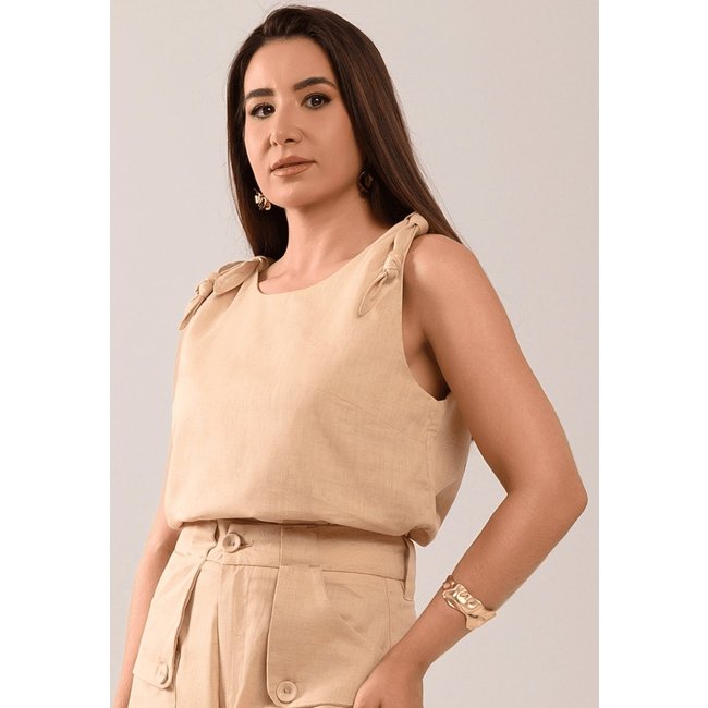 Blusa Detox Alfaiataria Creta Bege