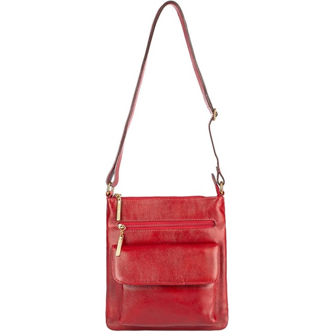 Bolsa pequena transversal de couro liso Alana - Vermelho