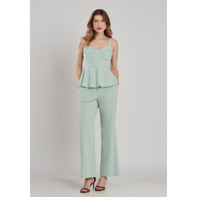 Conjunto Blusa Calça Algodão Creponado Verde Miss Joy 8487-88